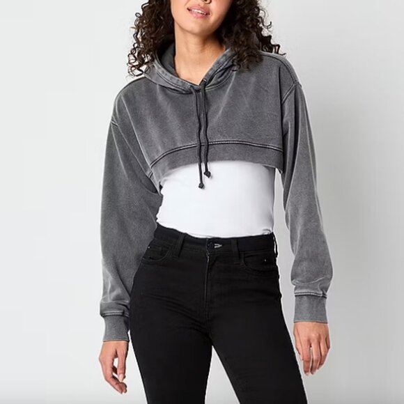 Arizona Womens Long Sleeve Fleece Hoodie, Black Sz XXL - Picture 3 of 3